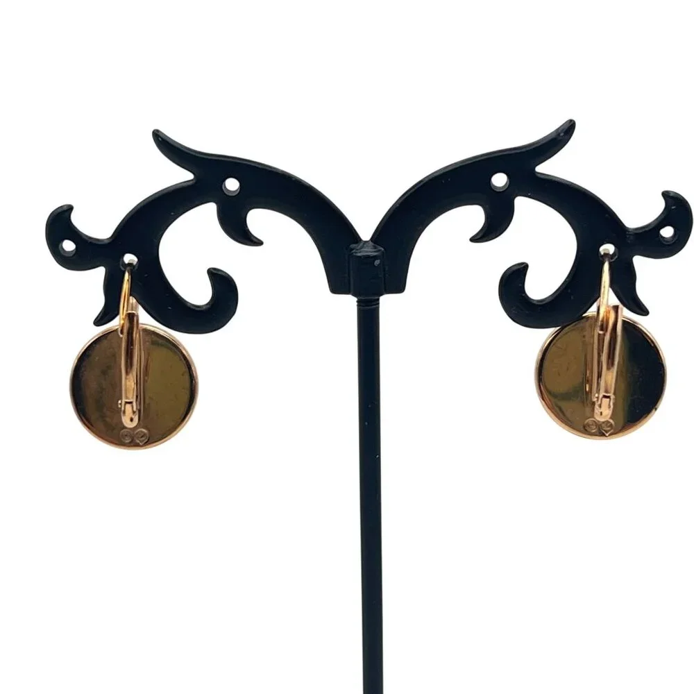 Swarovski Rose Gold-Tone Crystal Pave Leverback Earrings Half Dome 1" Glam Bling - Picture 7 of 9